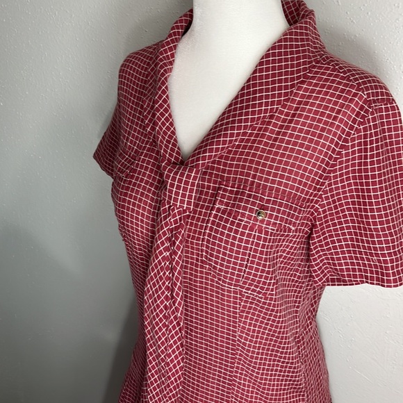 Vintage Fossil dress size XS burgundy white grid print - Picture 2 of 7